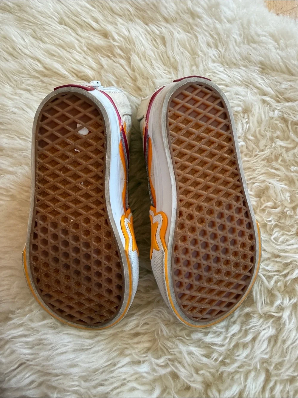 🛹 Vans Kids High-Top Sneakers in Cream with Orange & Pink Accents